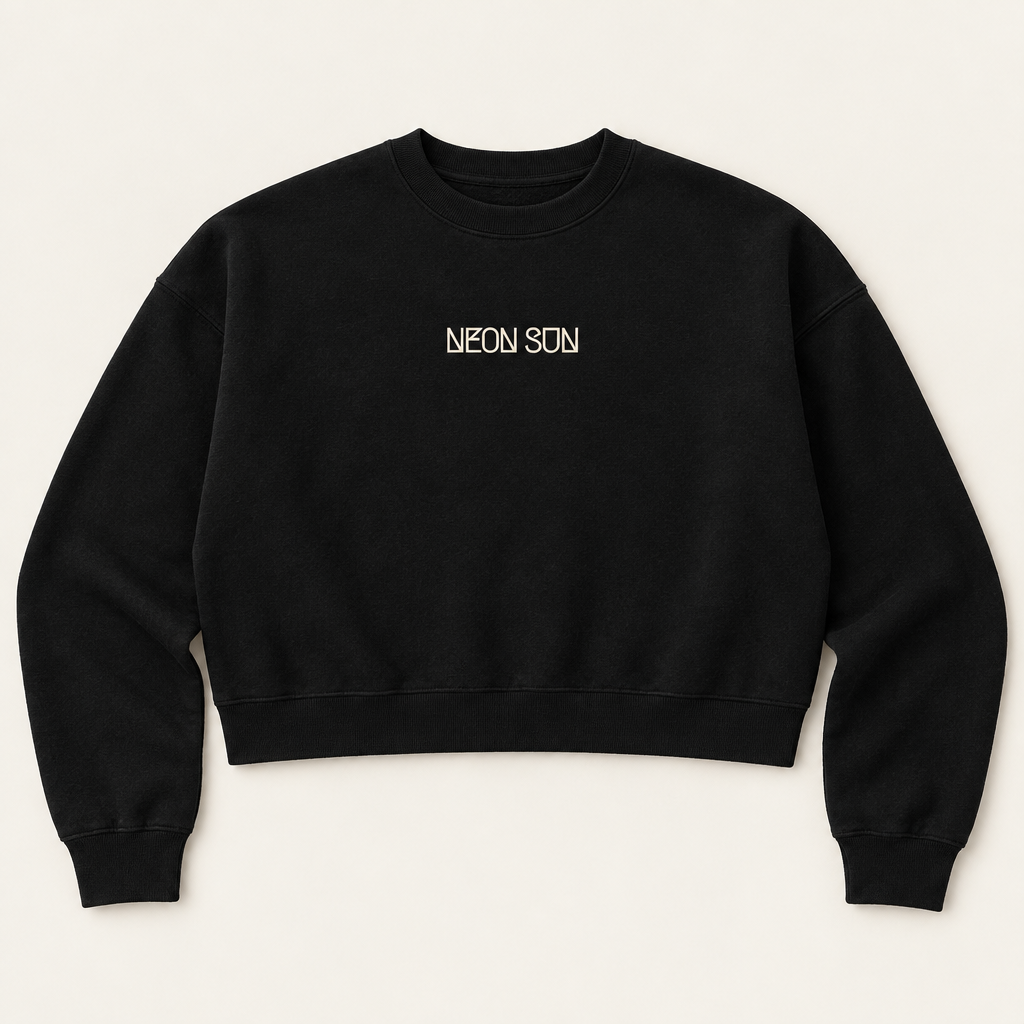 NEON SUN Club Crop Crew flat-lay mockup