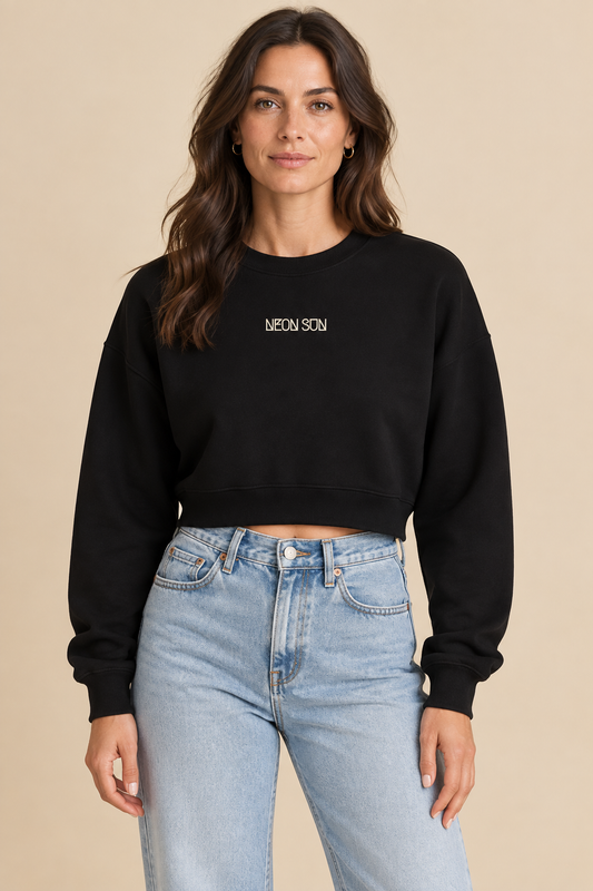 NEON SUN Club Crop Crew on-model mockup